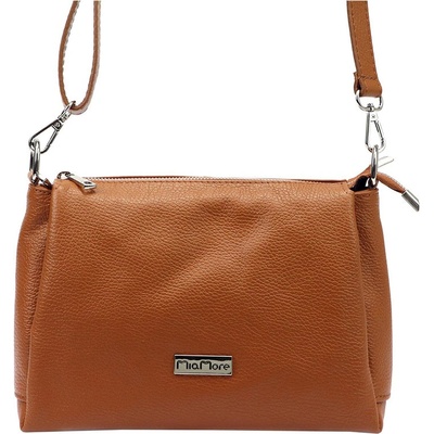 MiaMore kožená crossbody kabelka stredných rozmerov Hnedá