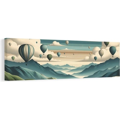 Obraz hory a obloha plná balónů - 135x45