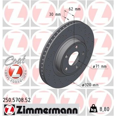 Brzdový kotúč ZIMMERMANN 250.5708.52 (250570852)