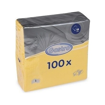 Gastro ubrousky papírové 1V 100ks žluté 33x33cm