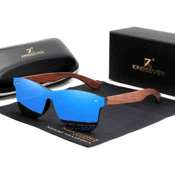 BB Wood Watches Унисекс дървени очила - сини или сиви стъкла - WoodSun1