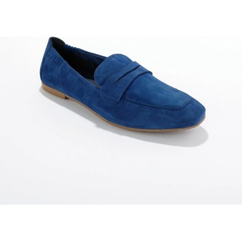 Mokasíny z kožené usně, hranatá špička modrá 40