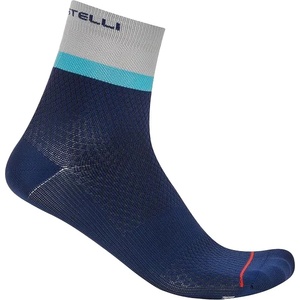 Castelli Дамски чорапи за колоездене Castelli Women's Tonal Logo 12 Sock Cycling socks - Belgian Blue / Silver Gray-Neon - размер 35-38 (EU) (207-1179-0111)