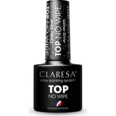 Claresa Top lak na nechty no wipe 5 g Glitter silver