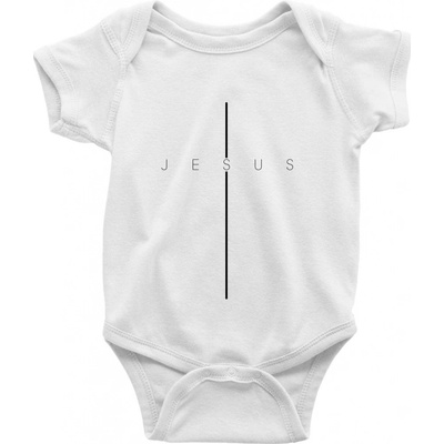 Jesus nápis v kríži Dojčenské body krátký rukáv biele
