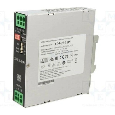 MEAN WELL XDR-75-12PI Napájecí zdroj: spínaný; na lištu DIN; 75W; 12VDC; 0÷6,24A; OUT: 1