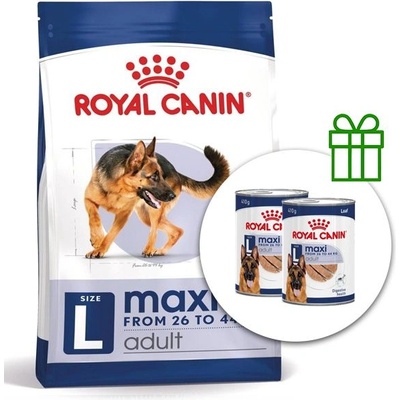 Royal Canin Maxi Adult гранули за възрастни кучета от големи породи 15 кг + 2 консерви безплатно