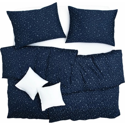 SCANquilt obliečky satén plus hviezdičky modrobiele 140x200 70x90