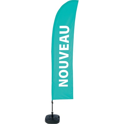 Jansen Display Beach Flag Budget Wind Complete Set New Turquoise French, 1010 x 4305 mm