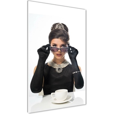 Vertikálny foto obraz sklenený Žena v okuliaroch 50x100 cm
