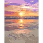 Smart Flamingo Creative set Flamingo Line Painting by numbers 40x50cm Sunset on the sea, hearts on the sand (fys040)