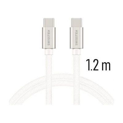 Swissten kabel Textile USB-C 1,2 m, stříbrná