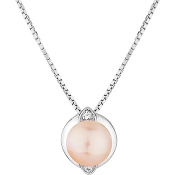 Image 1 of Swan Сребърно колие със сладководна розова перла и цирконий SP0359P Swan