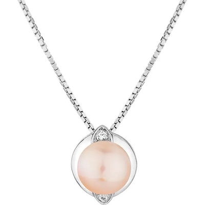 Swan Сребърно колие със сладководна розова перла и цирконий SP0359P Swan