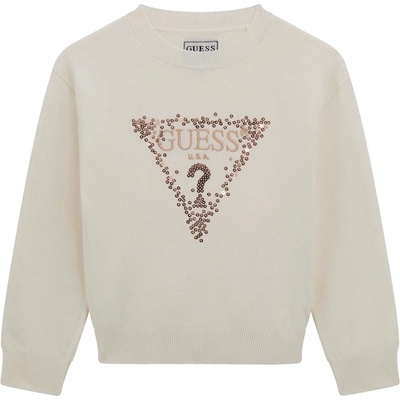 Guess Пуловер с дълъг ръкав Guess - Със златиста щампа, бял, 12 м (20254-K5BR04-Z2NQ2-G012-12M)