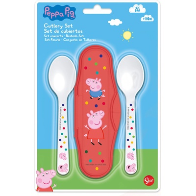 Storline Cestovní sada příborů Peppa Pig červená 2 ks