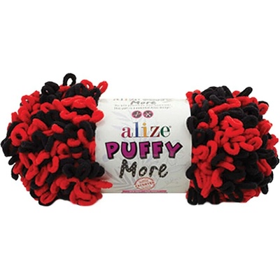 Alize příze Puffy More 6569 červená a černá
