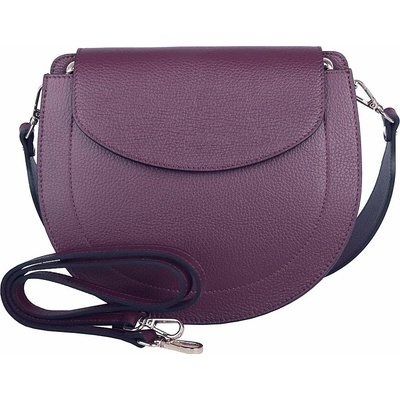 Vera Pelle Středně velká kožená pevná kabelka na rameno/crossbody no. 377 vínová
