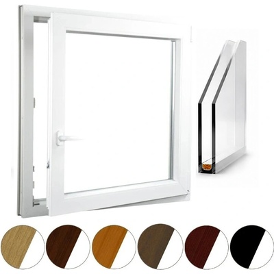 Aluplast Jednokřídlé okno otvíravé a sklopné, 900-990 x 600-690 mm ořech pravé Dvojsklo Ug=1,1
