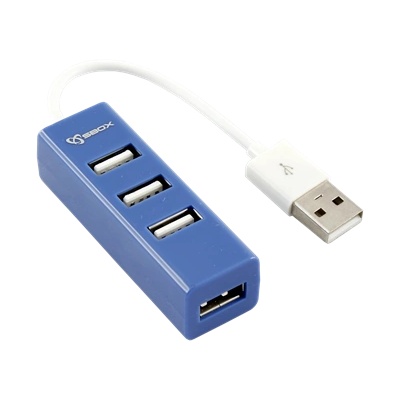 SBOX USB HUB, син, 4xUSB 2.0 H-204BL (H-204BL)