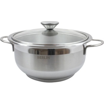 Дълбока Тенджера berlin - със стъклен капак, висококачествен инокс, 22 см