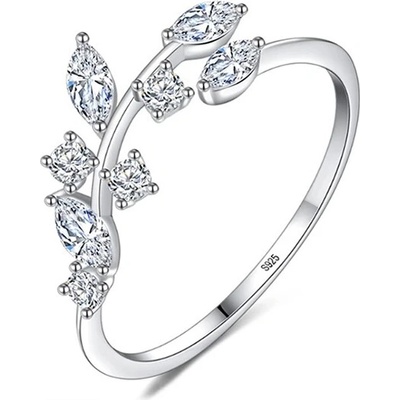Grace Silver Jewellery Stříbrný prsten se zirkony Olivová ratolest stříbro P J8152 5 Stříbrná