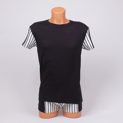 Мъжки памучен комплект в черен цвят с райе