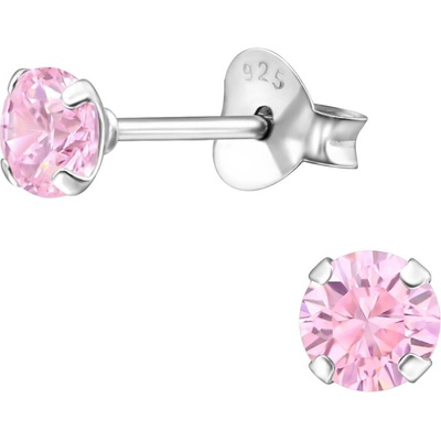 Olivie Stříbrné 4 mm náušnice PINK 9845