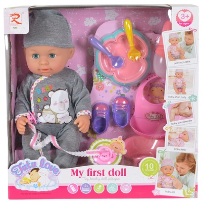Moni Пишкаща кукла-бебе Moni Toys - С аксесоари, 31 cm, асортимент (108397)