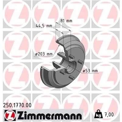 Brzdový buben ZIMMERMANN 250.1770.00