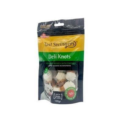Pet Interest Chew Knots with Chicken Red - Лакомство за кучета - дъвчащи кокали от волска кожа увити с пилешко, 100 гр