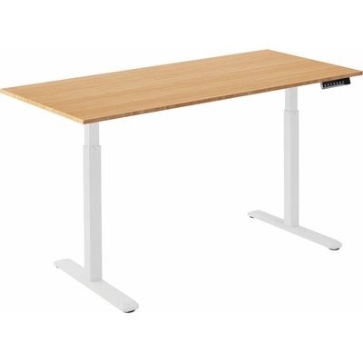 AlzaErgo Table ET2 bílý + deska 140×80 cm bambusová