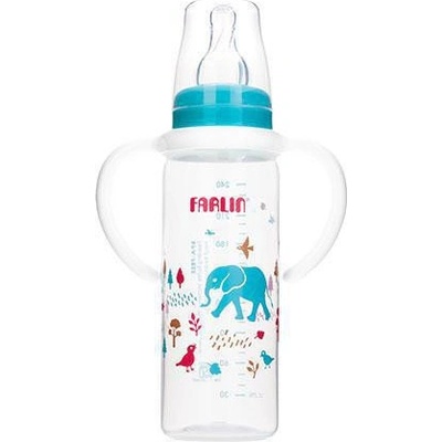 Farlin kojenecká láhev standart s držátkem modrá 240 ml