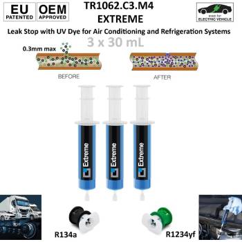 Errecom - Италия EXTREME 3 x 30ml R134a и R1234yf - препарат за спиране на течове в A/C системи с 2 адаптера ; ERRECOM TR1062. C3. M4