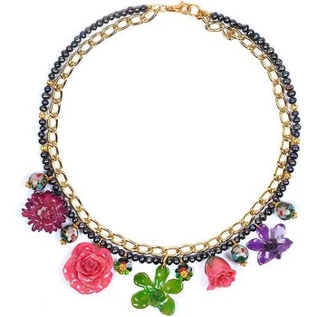 Image 1 of Dannyra Колие с естествени цветя, перли, мъниста клоазоне и кристали Swarovski Silvana’s Spring In Pink Dannyra Jewels