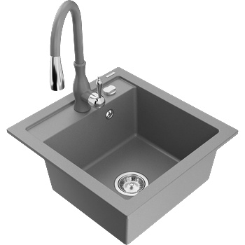 Mexen Vito гранитна кухненска мивка с 1 отделение и кухненски смесител Savita, (6503-71-672601-71)