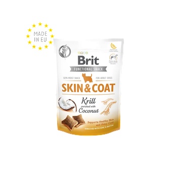 Brit Care Dog Functional Snack Skin&Coat Krill - лакомство за кожа и козина с ракообразни и кокос 150 гр