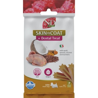 N&D QUINOA Dog Skin & Coat Dental Treat Quail Mini 60 g