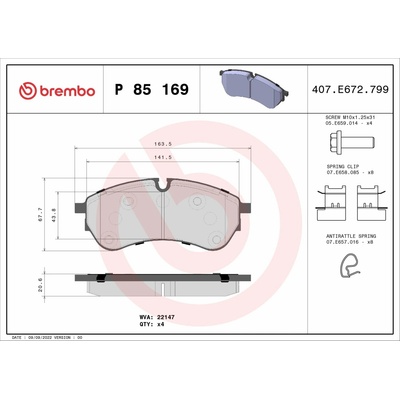 BREMBO Súprava brzdových doštičiek P 85 169