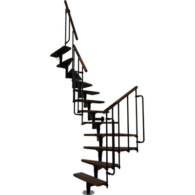 Minka STAIRS Lomené modulové schodiště Joker 180° ořech/černá, 304,2 cm