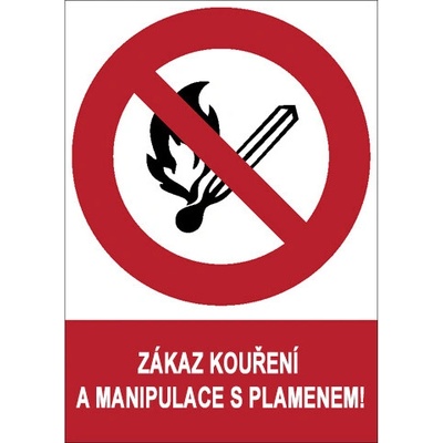 Značka Zákaz kouření a manipulace s plamenem, samolepicí fólie, 148 × 210 mm BZ FD176
