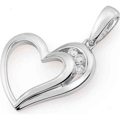 Klenoty Budín Přívěsek s diamantem, bílé zlato brilianty diamantové srdce 3870086