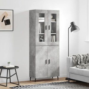 vidaXL Висок шкаф, бетонно сив, 69, 5x34x180 см, инженерно дърво (3198229)