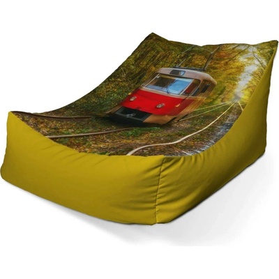 Sablio Sedací vak Lounge červená tramvaj v lese 80 x 95 x 50 cm