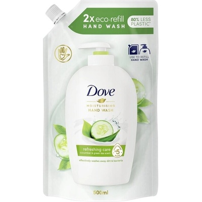 Dove Go Fresh Uhorka a Zelený čaj Tekuté mydlo náhradná náplň 500 ml