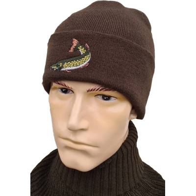 pletená čepice s výšivkou Štika