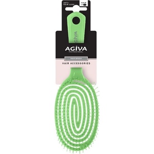 Agiva Professional Четка за коса с еластична основа и зъбци Gem Tips, зелена