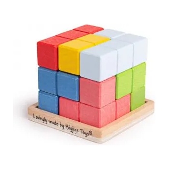 Image 1 of Bigjigs Toys - Логически дървен пъзел - Цветен куб (33020-1)
