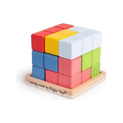 Bigjigs Toys - Логически дървен пъзел - Цветен куб (33020-1)