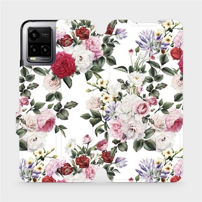 Mobiwear Flip Vivo Y33s MD01S Růže na bílé